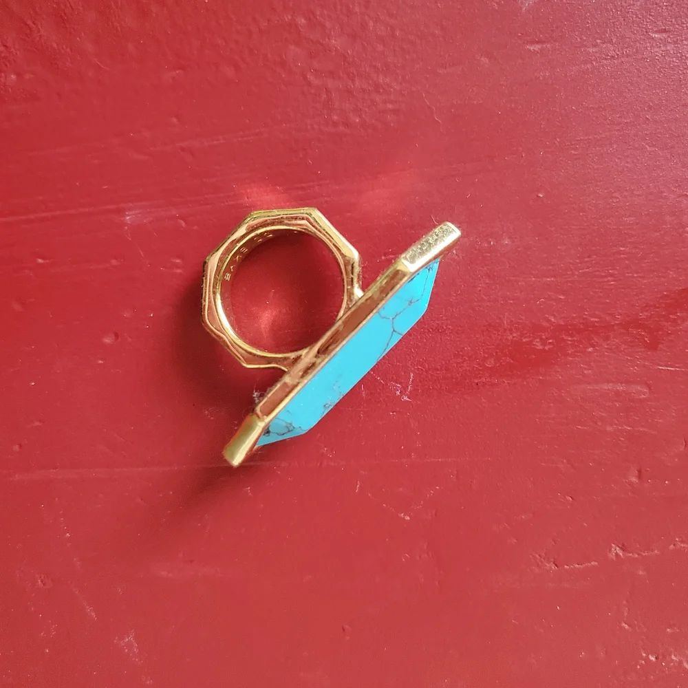 CC Skye Turquoise and Gold Statement Ring
